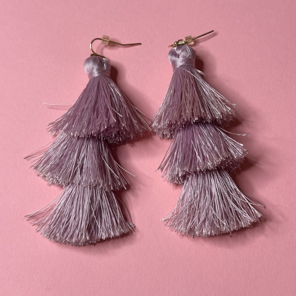 Lavender tassel earrings - Picture 2 of 7